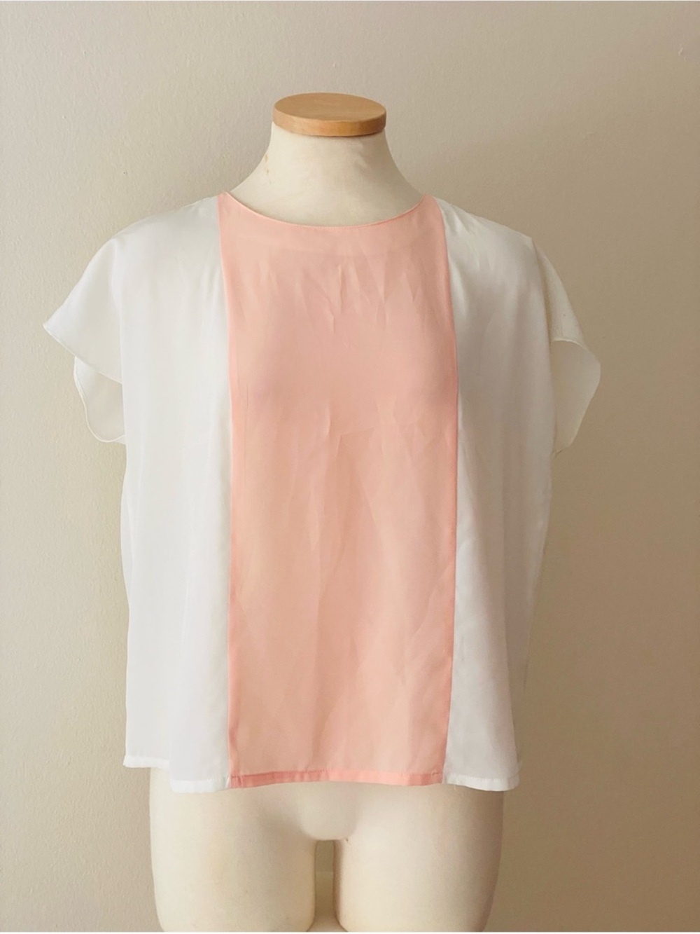 Women’s color block White Top with Pink Center Panel